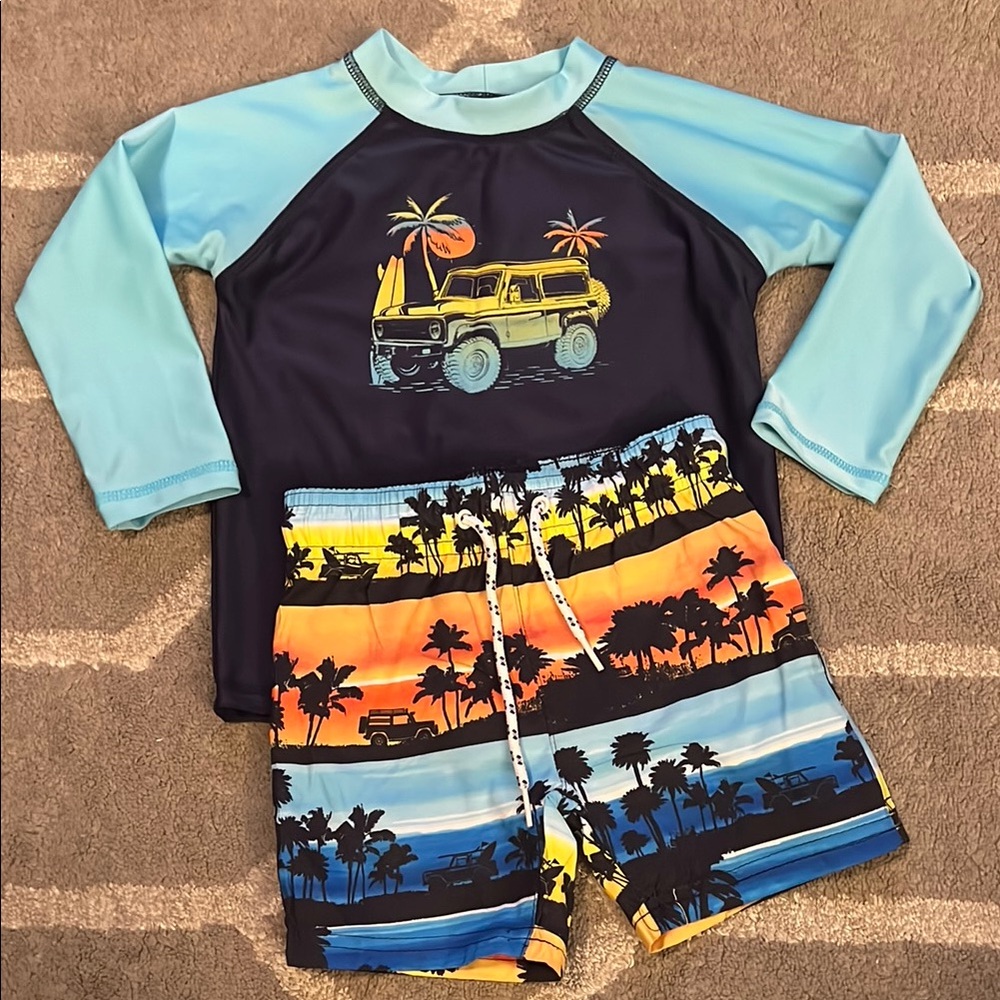 Tony Hawk 2 pc long sleeve rash guard and swim shorts. Toddler Size 3T.